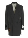 Off-white Meteor Grey Stretch-wool Blazer In Grey