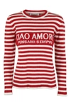 Giada Benincasa Ciao Amore Wool Sweater In Red In Bianco Rosso