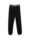 Young Versace Waistband-logo Track Pants In Nero