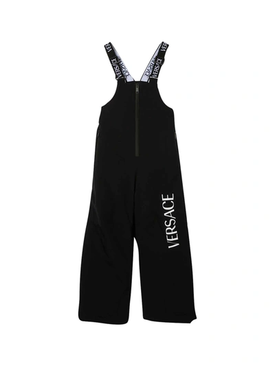 Young Versace Kids' Black Dungarees Young In Nero