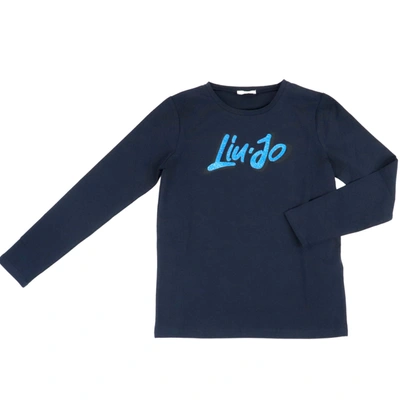 Liu •jo Kids' Logo T-shirt In Blue