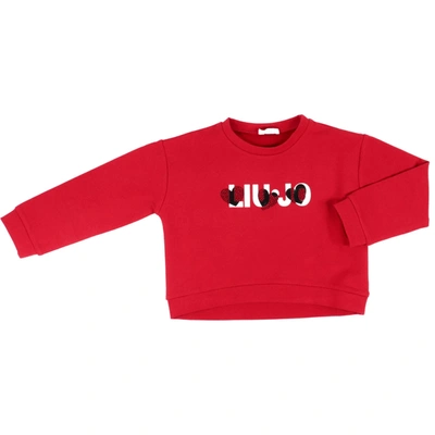 Liu •jo Kids' Cotton Sweatshirt In Red