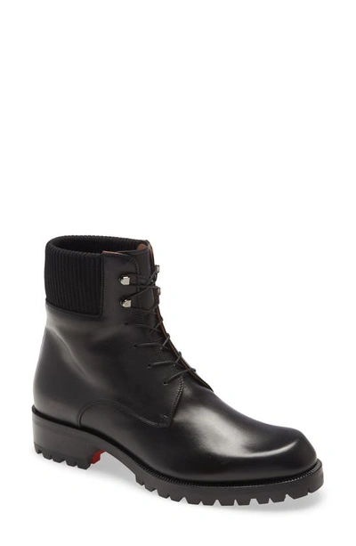 Christian Louboutin Trapman Leather Hiking Boots In Black