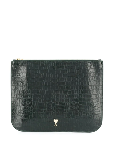 Ami Alexandre Mattiussi Ami De Coeur Clutch In Green