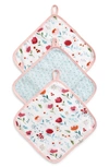 LOULOU LOLLIPOP DELUXE PACK OF 3 WASHCLOTHS,WASHROSEY