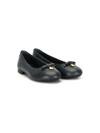 Dolce & Gabbana Kids' Bow-detail Ballerina Shoes In Schwarz