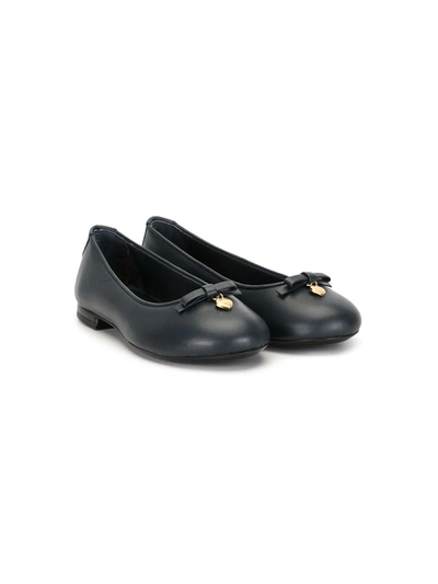 Dolce & Gabbana Kids' Bow-detail Ballerina Shoes In Schwarz