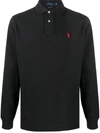 Polo Ralph Lauren Logo Embroidered Long-sleeved Polo Shirt In Black
