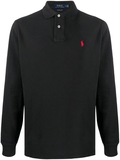 Polo Ralph Lauren Embroidered Logo Polo Shirt In Black