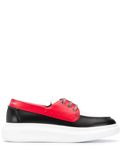 Alexander Mcqueen Contrast-panel Lace-up Shoes In Black