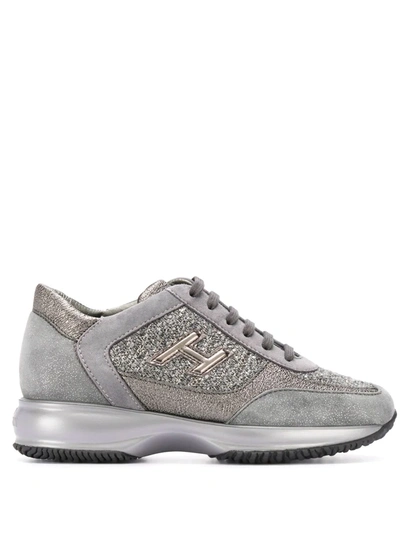 Hogan Interactive Glitter Sneakers In Grey