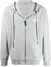 Ader Error Distressed Logo-print Cotton-blend Jersey Zip-up Hoodie In Green