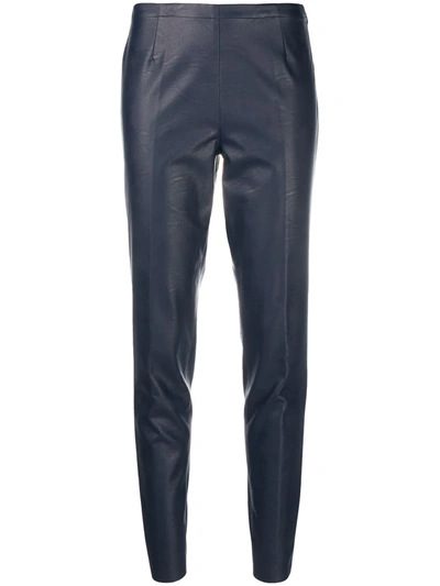 Stefano Mortari Faux Leather Trousers In Blue