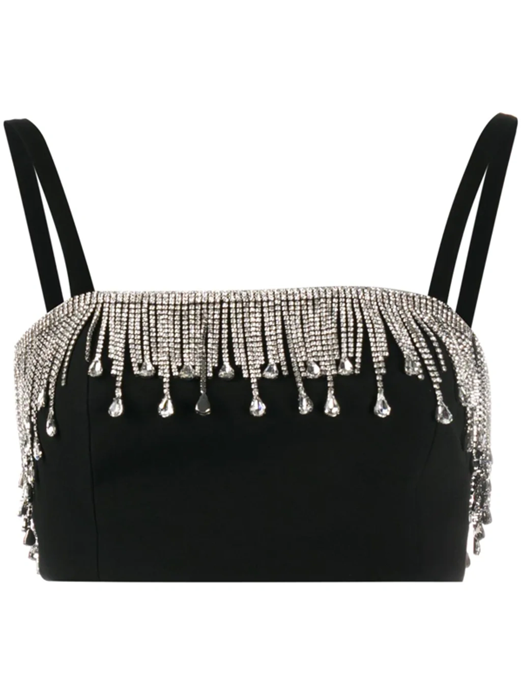 Philipp Plein Crystal Fringe Crop Top In Black | ModeSens