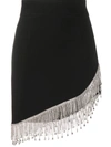 PHILIPP PLEIN CURVE-HEM CRYSTAL FRINGE SKIRT