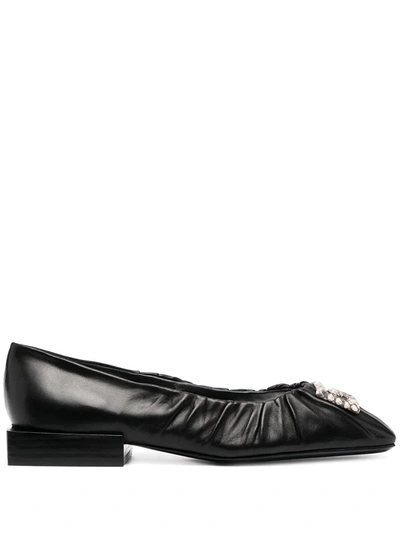 Givenchy Leather Ballerina Shoes In Schwarz
