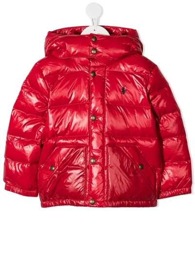 Ralph Lauren Kids' Padded Hooded Jacket In Red