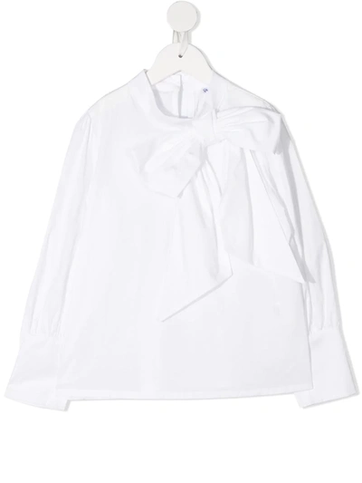 Piccola Ludo Kids' Bow-collar Blouse In White
