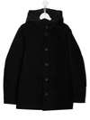 HERNO TEEN BUTTON-UP HOODED COAT