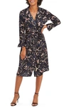 NIC + ZOE INKY BLOOMS LONG SLEEVE MIDI SHIRTDRESS,F201908