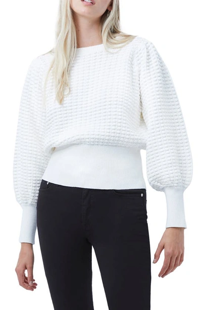 French Connection Luna Mozart Cotton Waffle-knit Sweater In Winter White