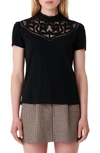 MAJE CUTWORK YOKE T-SHIRT,MFPTS00344