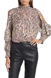 Maje Metallic Paisley Cold Shoulder Blouse In Multicolor