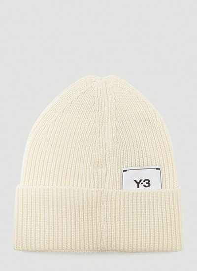 Y-3 Logo-patch Beanie Hat In White