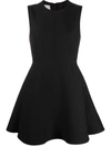 Valentino Navy Wool & Silk A-line Dress In Black