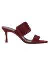 Manolo Blahnik Gable Buckle Slide Sandal In Burgundy