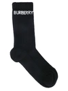 BURBERRY BLACK AND WHITE LOGO SPORT SOCKS,C51A82BC-7A15-F4F7-02F5-52992F548C2A