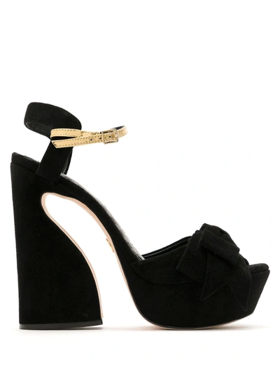 Andrea Bogosian Pilar Nubuck Platform Sandals In 黑色