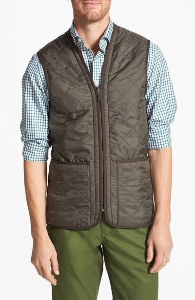 Barbour Polar Quilt Waist Zip Gilet In Green