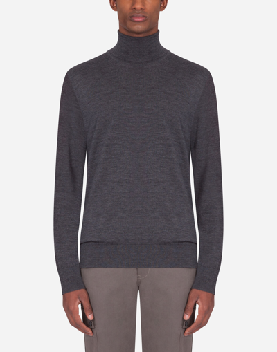 Dolce & Gabbana High Neck Woolen Sweater In Grey