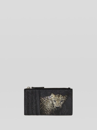 Etro Leopard Design Paisley Card Holder In Black