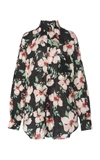 Tom Ford Floral-print Button-down Collar Top In Black