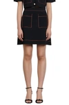 Sandro Elanna Topstitched Skirt In Black