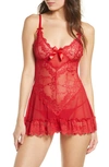 OH LA LA CHERI OH LA LA CHERI VALENTINE SOFT CUP BABYDOLL CHEMISE & G-STRING THONG,2139