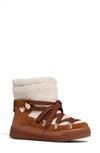 Moncler Insolux Faux Shearling-trimmed Suede Boots In White/ Light Brown