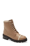 Malone Souliers Bryce Genuine Shearling Lined Combat Boot In Sand/ Marble