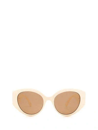 Gucci Eyewear Cat Eye Frame Sunglasses In Beige