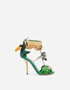 DOLCE & GABBANA SANDALS WITH SIDES IN CROCODILE WITH APPLIQUÉ AND JEWEL EMBROIDERY