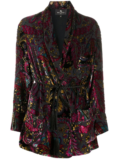 Etro Velvet Effect Blazer In Black