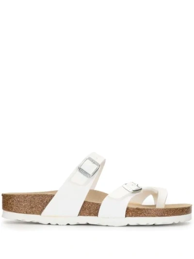 Birkenstock Mayari Sandals In Birko-flor In Shiny Patent Leather In White/white