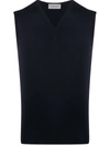 John Smedley Sleeveless Knit Pullover In Blue