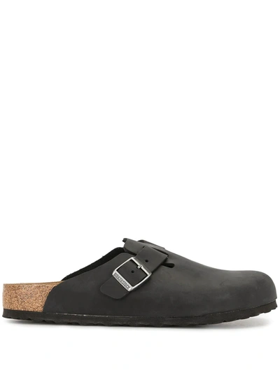 Birkenstock Boston Oiled Leather Sandals In Black