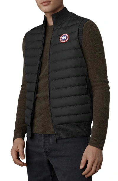Canada Goose Hybridge Slim-fit Merino Wool And Quilted Nylon Down Gilet In Black