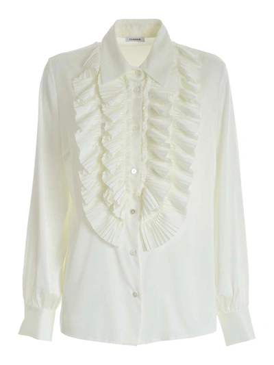 P.a.r.o.s.h Pleated Shirt In Ivory Color In White