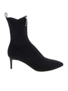 MOSCHINO LOGO LABEL POINTED ANKLE BOOTS IN BLACK