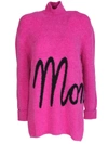 MONCLER BLACK LETTERING LOGO TURTLENECK IN FUCHSIA